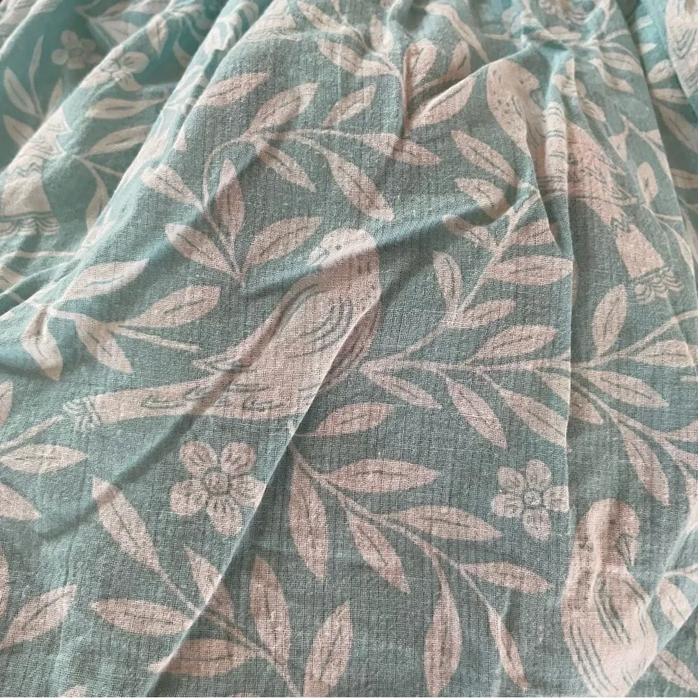 Mini Boden Girls Floral Blue Twirl Skirt with Bird Pattern Size 6-7